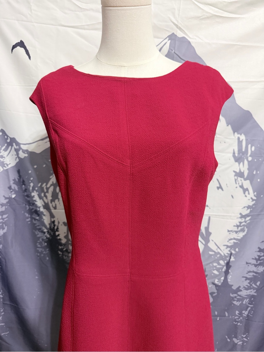 CHAPS Size 10 Vibrant Red Textured Fit & Flare Dress - Picture 3 of 7